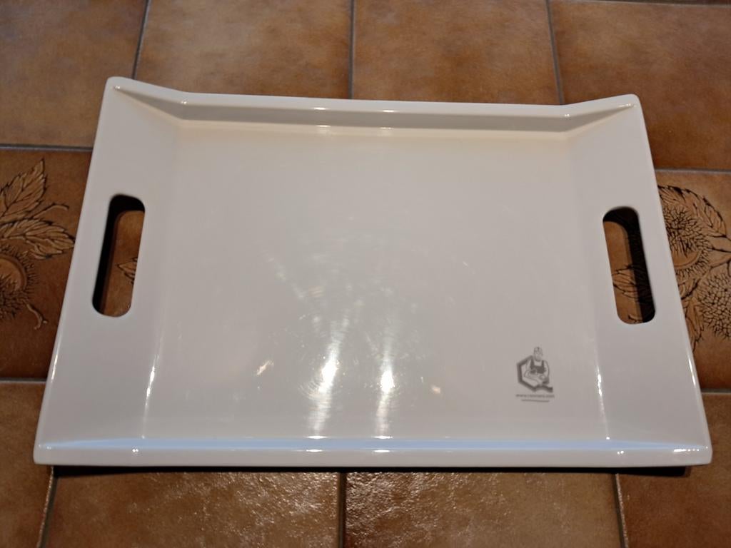 Wit dienblad van melamine, Ophalen of Verzenden, Gebruikt, Rechthoekig, Overige materialen