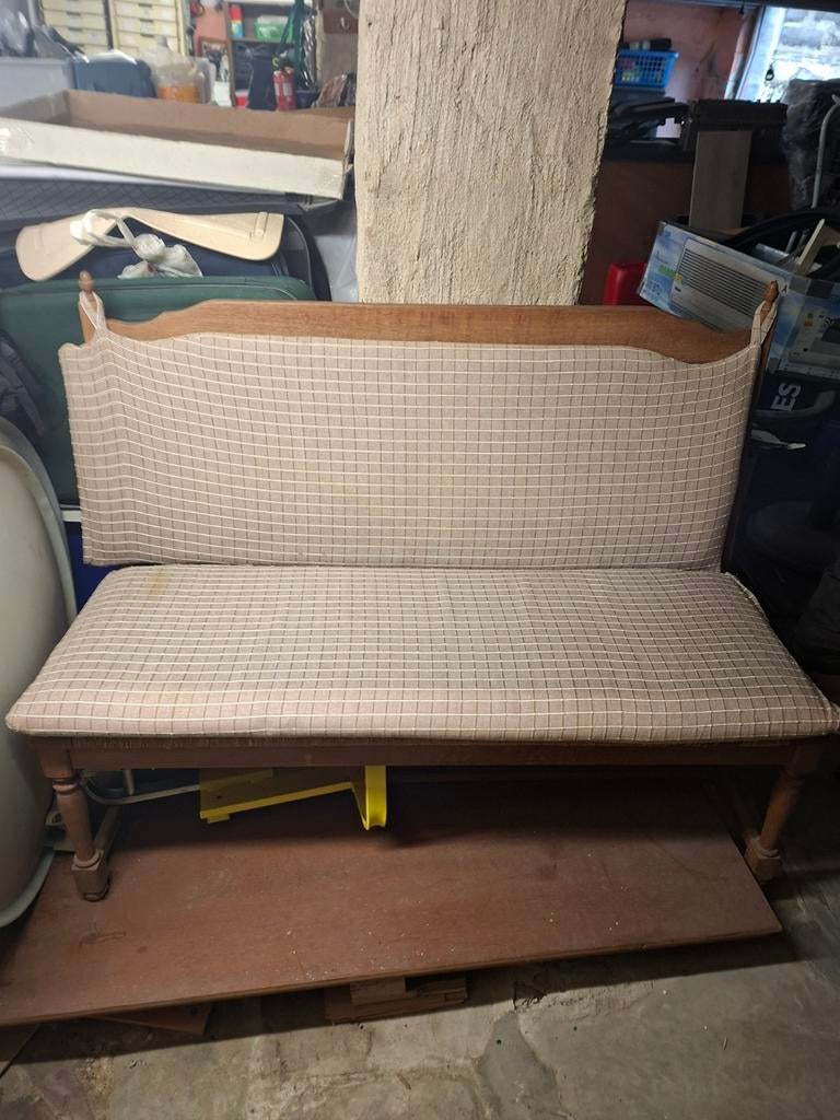 Banc en bois chêne avec coussins, Maison & Meubles, Autres dimensions, Brun, Enlèvement, Utilisé