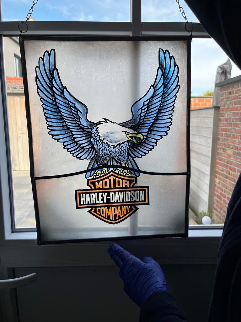 Harley Davidson glasraam/ glas in lood, Motoren, Motoren | Harley-Davidson, Particulier