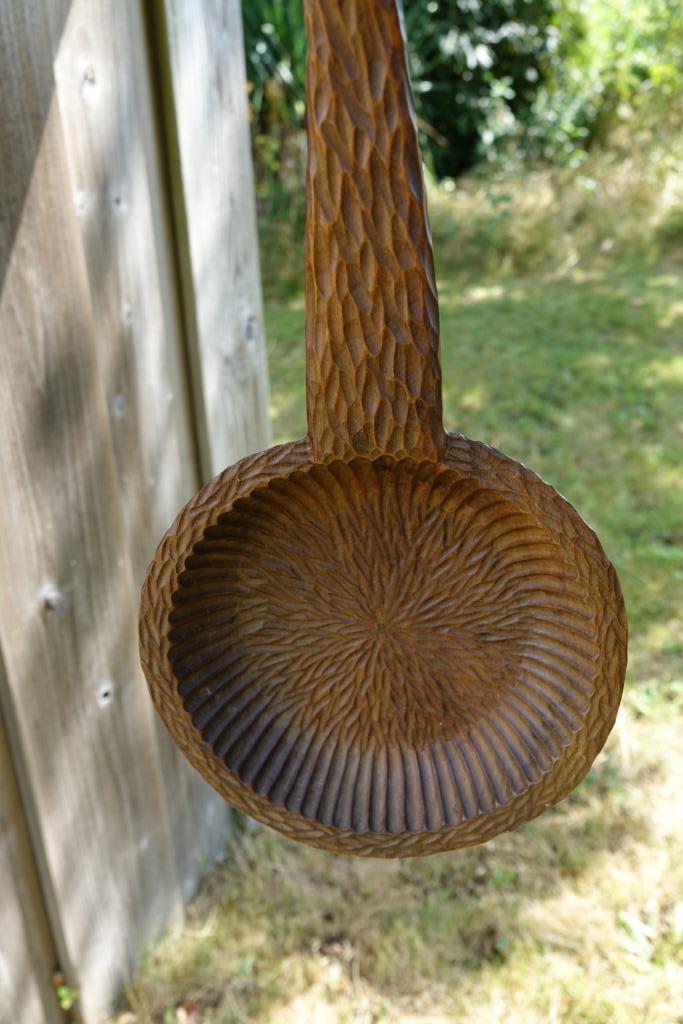 handgemaakte grote houten steelpan wanddecoratie, Antiek en Kunst, Ophalen of Verzenden