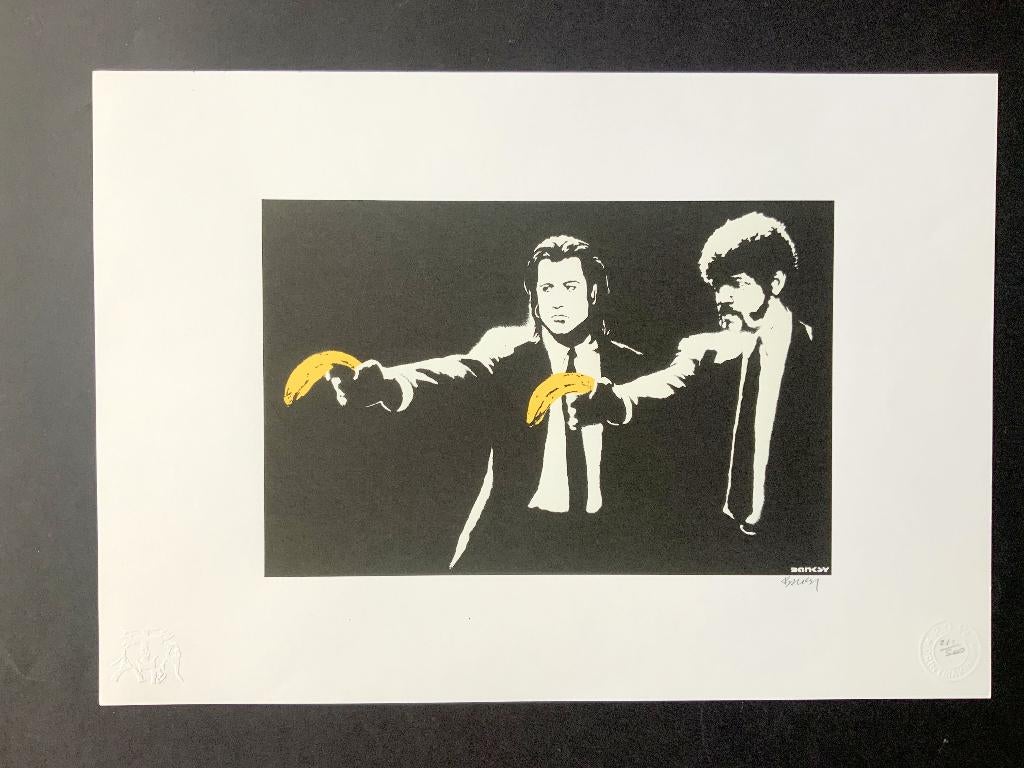 GERESERVEERD Banksy litho pulp fiction (35 X 50 cm), Enlèvement ou Envoi