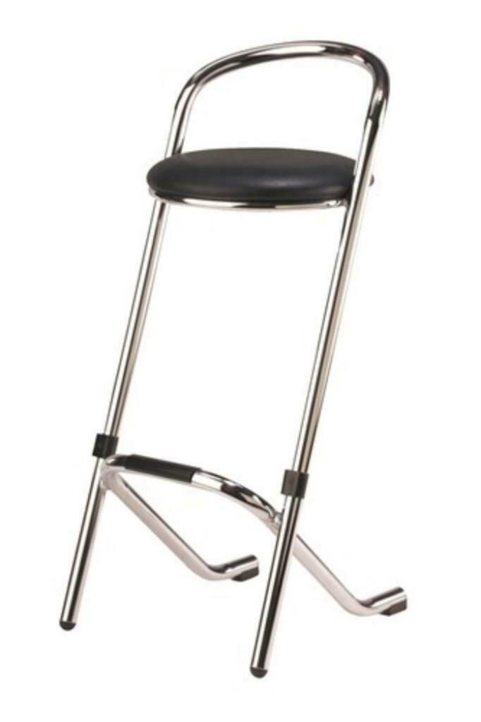 Barkruk ensor chroom met nep lederen zitje in goede staat, Ophalen, Gebruikt, 90 cm of meer