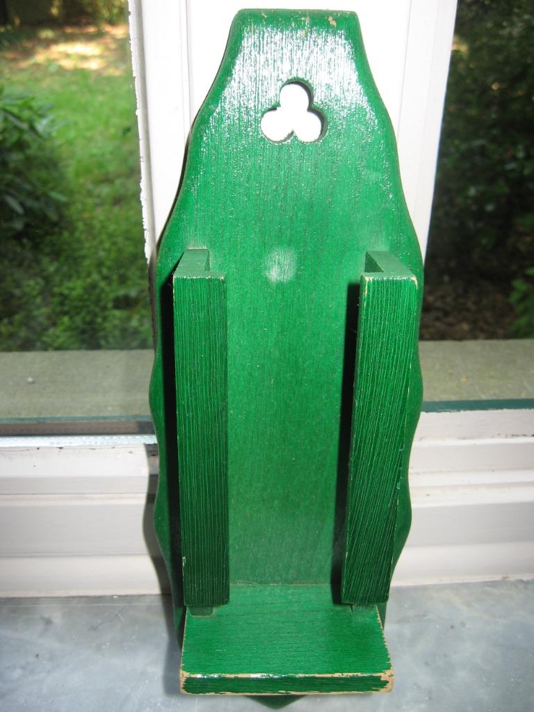 Standaard luciferdooshouder in groen geverfd hout. Zon, Ophalen of Verzenden, Zo goed als nieuw