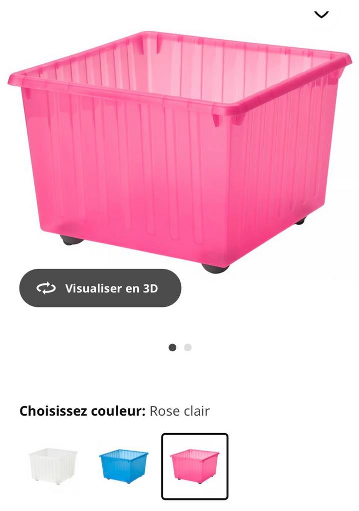 Bac plastique rose neuf roulettes 39x39cm, Enlèvement, Neuf
