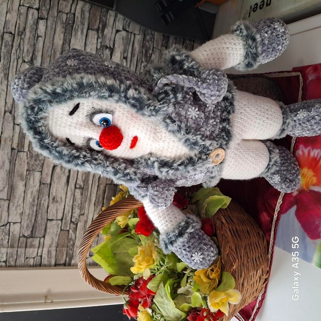 Bonhomme de neige 47 cm en laine douce veloutée et laine acr, Enlèvement ou Envoi, Neuf, Autres types