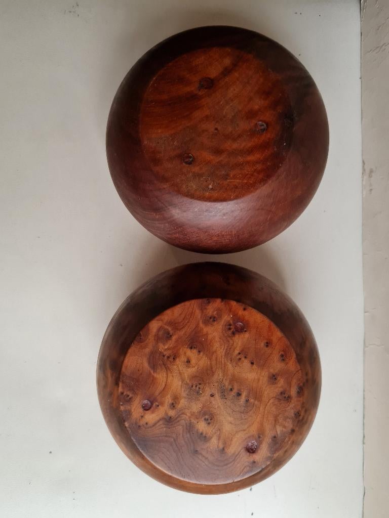 2 Thuya wortelnoten bowls & 1 maple kader vintage, Ophalen of Verzenden