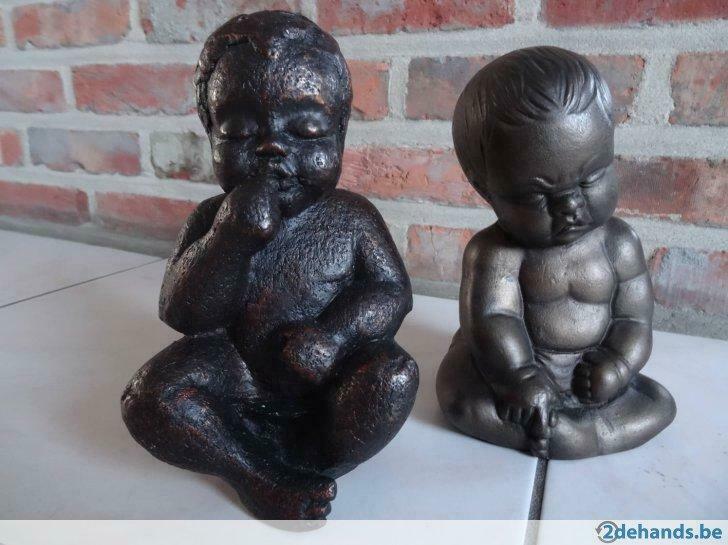 Babybeeldjes 18 cm hoog bronskleur, Antiek en Kunst, Ophalen