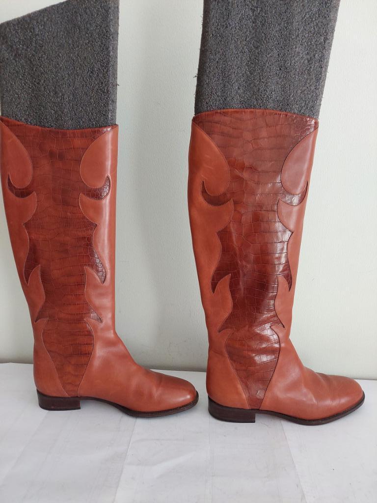 220C* Novella - mooie vintage bruine leren laarzen (36,5), Kleding | Dames, Schoenen, Hoge laarzen, Bruin, Verzenden, Gedragen