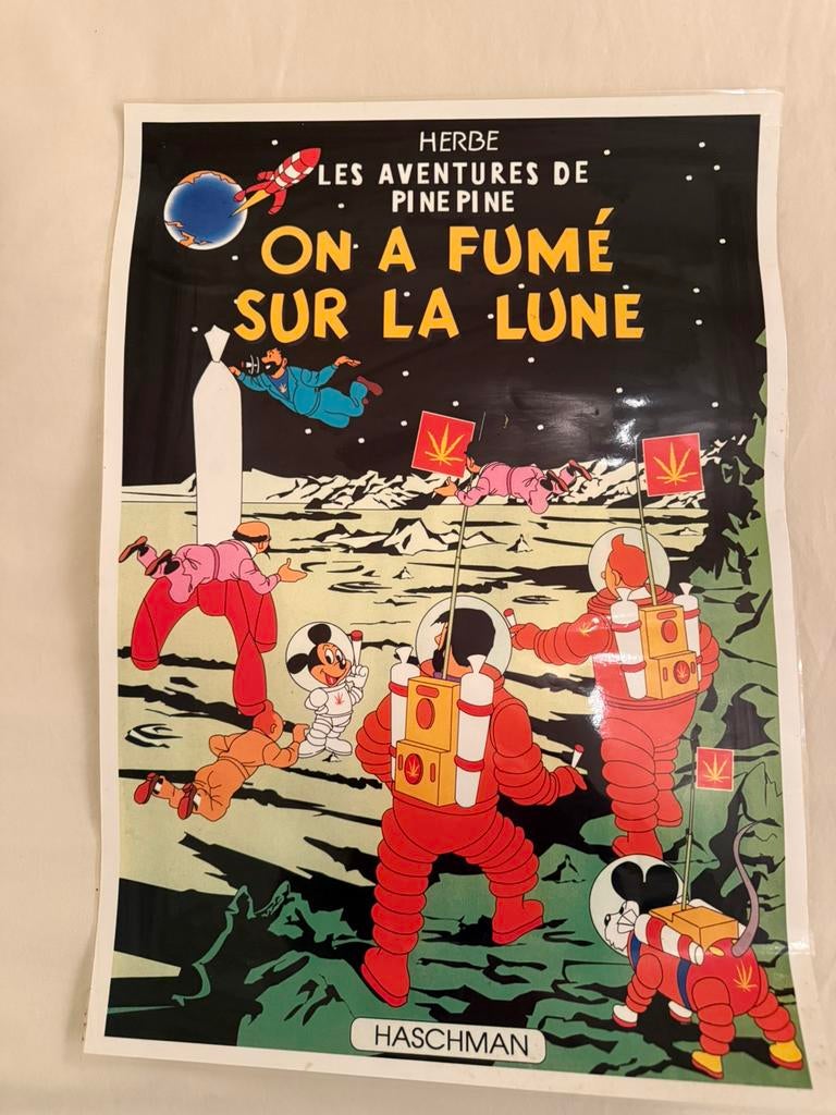 Poster ‘On a fumé sur la lune’., Collections, Posters & Affiches, Enlèvement, Comme neuf