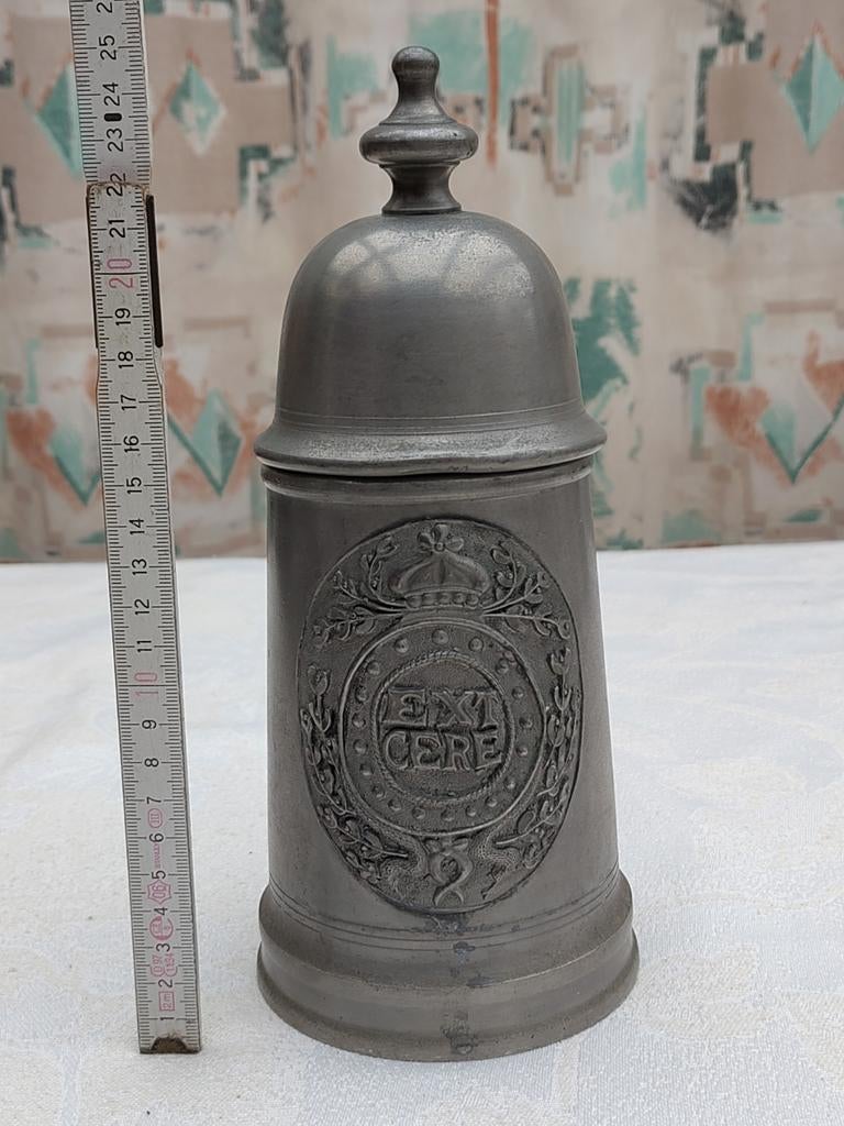 Bocal en étain avec couvercle provenant d'une ancienne pharm, Antiquités & Art, Antiquités | Étain, Enlèvement