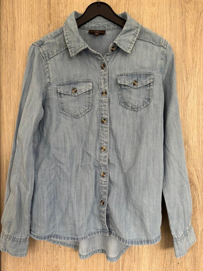 Blauw jeanshemd jbc maat 134, Meisje, Overhemd of Blouse, JBC, Ophalen of Verzenden