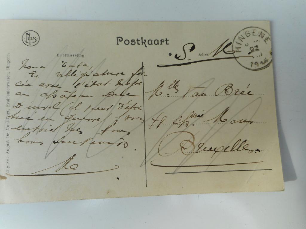 Zichtkaart uit HINGENE op22-8-14>Brussel in SM Brussel Gesch, Ophalen of Verzenden, Zonder envelop, Gestempeld, Gestempeld