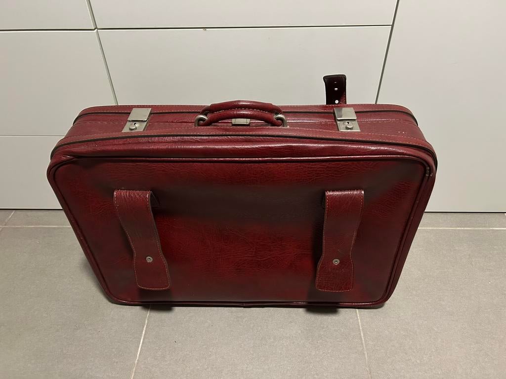 Vintage koffer - bordeaux rood, Ophalen, Gebruikt, Overige materialen