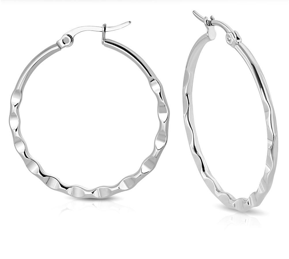 Créoles pour femmes en acier inoxydable Ø 31 mm, Bijoux, Sacs & Beauté, Boucles d'oreilles, Enlèvement ou Envoi, Neuf