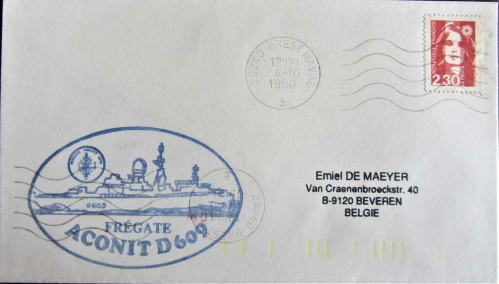 FDC SCHEPEN- FRANKRIJK- FREGATE ACONIT D609, Enlèvement ou Envoi, Affranchi, Autres thèmes