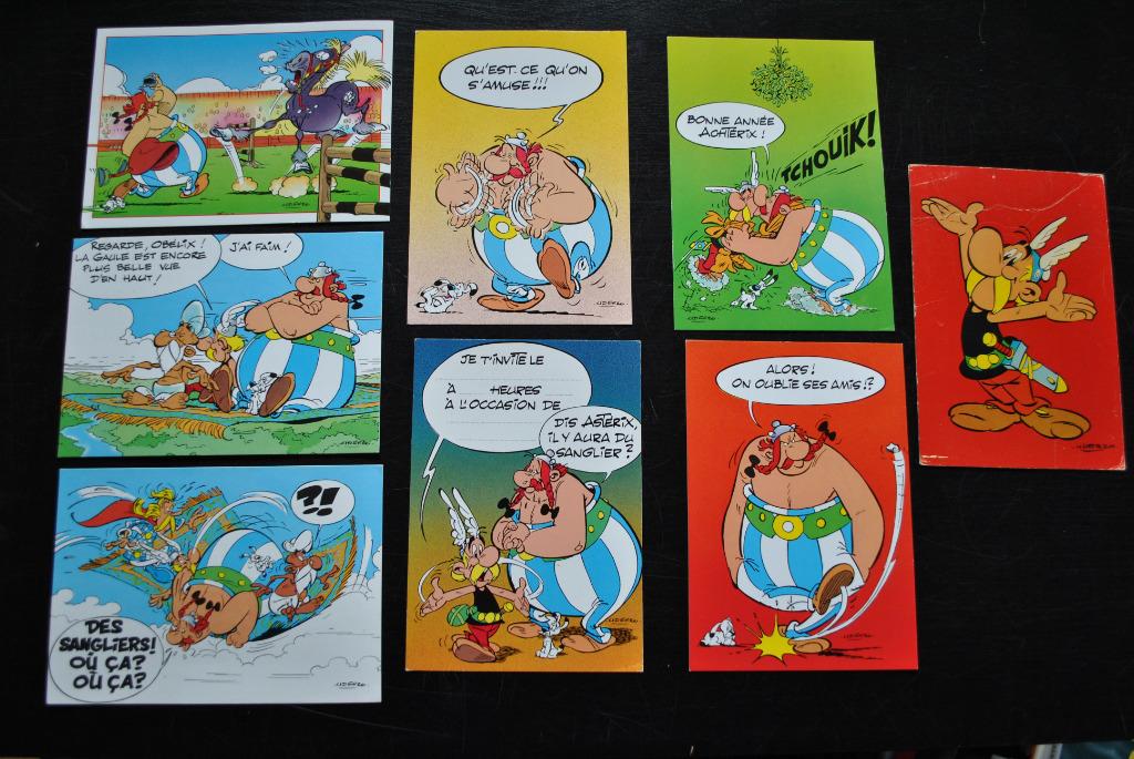 Astérix Uderzo Goscinny Obélix Lot de 8 cartes postales RARE, Verzamelen, Stripfiguren, Gebruikt, Plaatje, Poster of Sticker, Asterix en Obelix