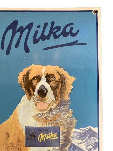 Assiette émaillée 'Milka - Suchard', Panneau publicitaire, -, Comme neuf, -
