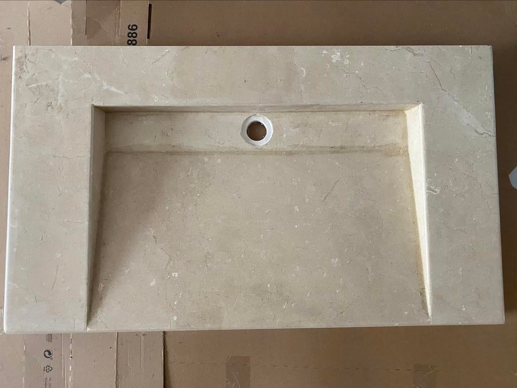 Marmer badkamer lavabo, Huis en Inrichting, Ophalen, Minder dan 50 cm, Nieuw, Minder dan 100 cm