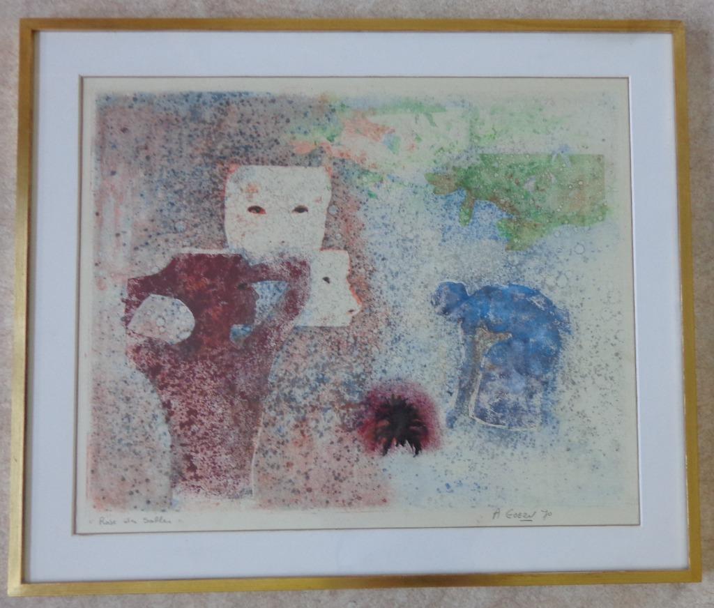ANDRE GOEZU / ROSE DES SABLES / MONOTYPE / 72x85cm / KADER, Enlèvement