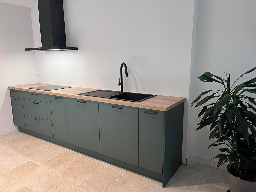 Meubles de cuisine vert mat, Neuf, Blanc, Bois