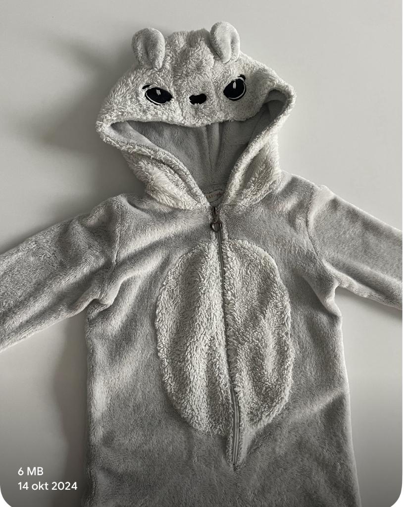 Grijze onesie van Fisch en Chips maat 152, mini- vlekje, Nacht- of Onderkleding, Fish & Chips, Ophalen of Verzenden, Zo goed als nieuw