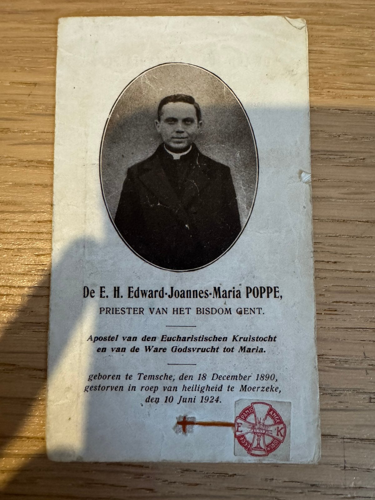 Priester Poppe Temse Moerzeke bisdom Gent, Ophalen of Verzenden
