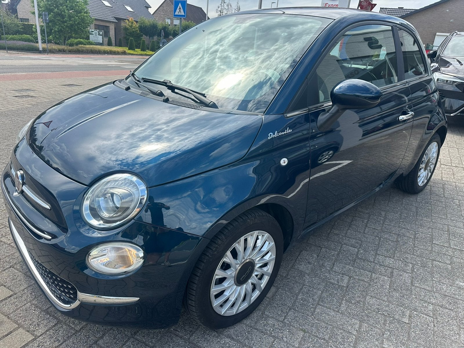 Fiat 500 Dolcevita Mild Hybride 2022 met amper 65.000km, 4 zetels, Euro 6, Blauw, Leder en Stof