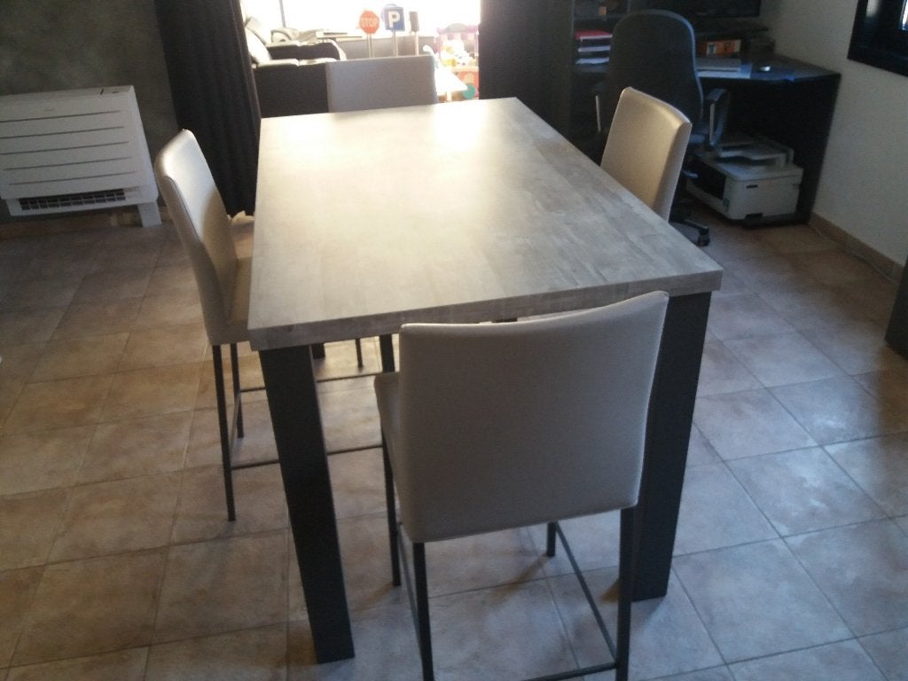 Hoge eettafel met 4 stoelen, Huis en Inrichting, Tafels | Eettafels, Ophalen, Overige materialen, 100 tot 150 cm, 50 tot 100 cm