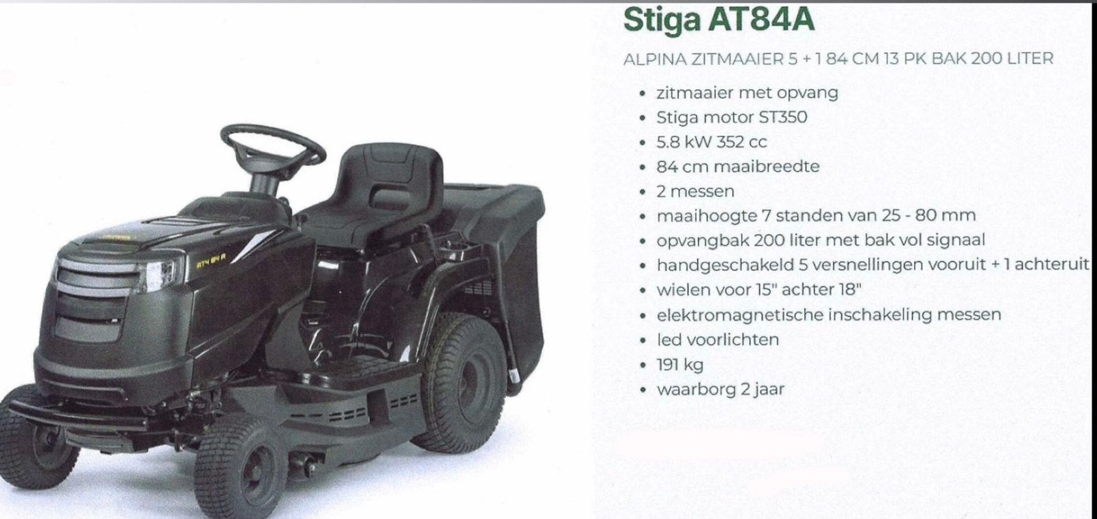 Zitmaaier Stiga, Tuin en Terras, Ophalen, Zo goed als nieuw