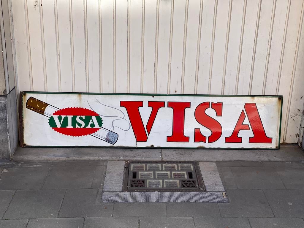 Cigarettes Visa, plaque émaillée, Enlèvement