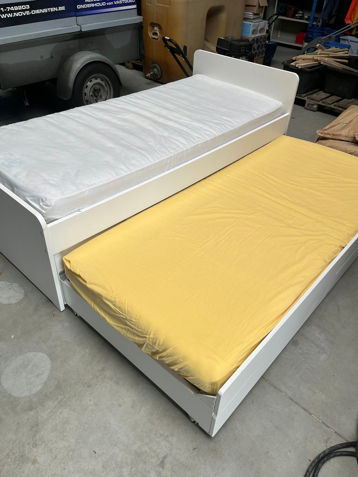 Bedframe plus extra onderbed met matrassen, Ophalen, 90 cm, Tweepersoons, Zo goed als nieuw