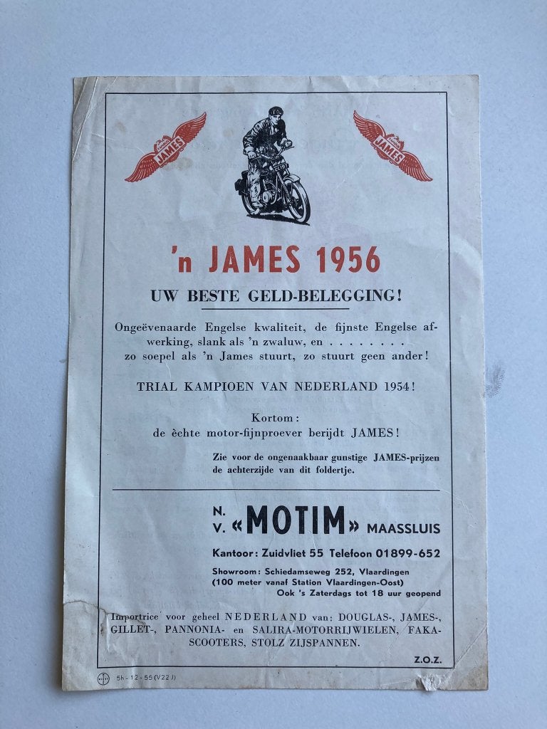 Zeldzame James Motorfiets Advertentie 1956 - Collectors Item, Verzenden, Gelezen, Merk of Model