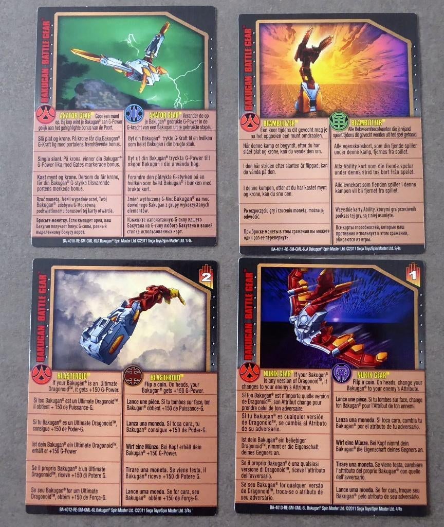 Lot 4 cartes Bakugan Battle Gear n 1/4s à 4/4s, Enlèvement ou Envoi, Comme neuf
