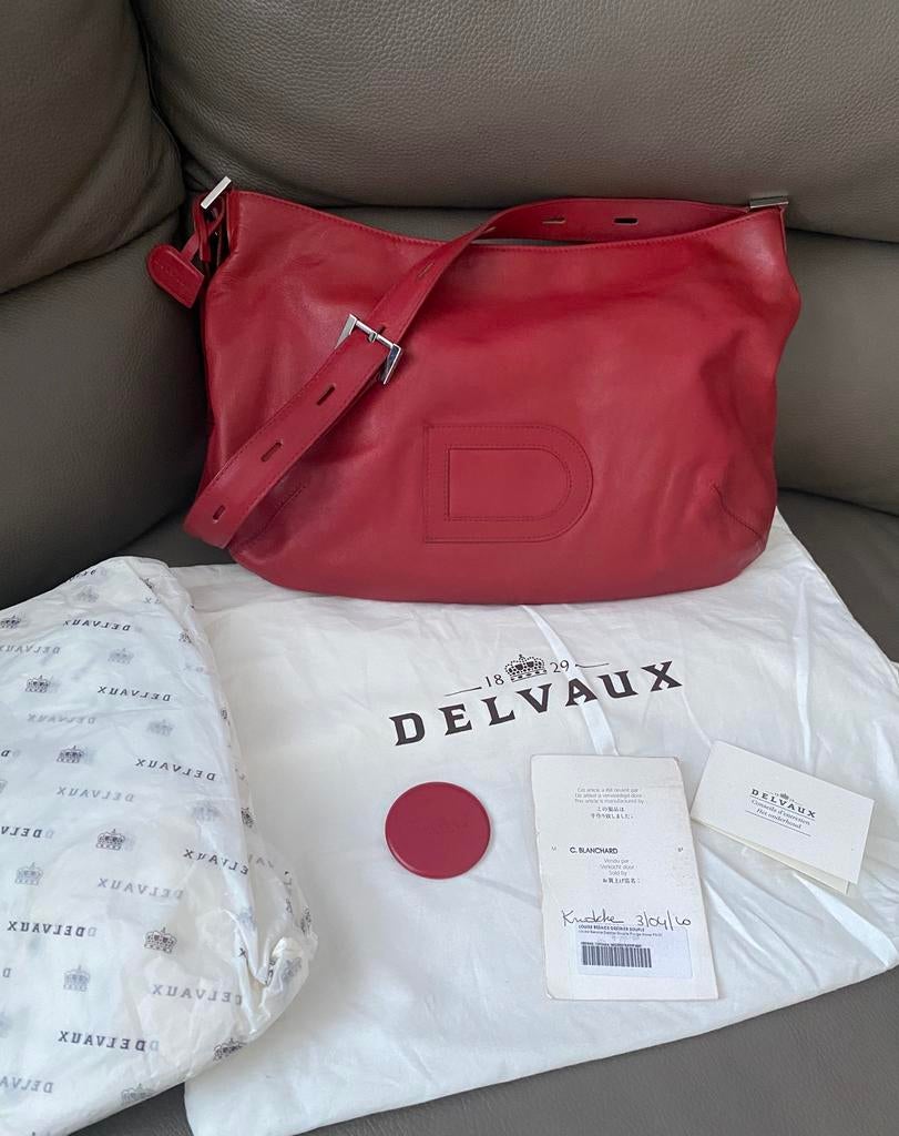 Sac à bandoulière Delvaux Louise rouge avec certificat, Ophalen of Verzenden, Zo goed als nieuw, Rood