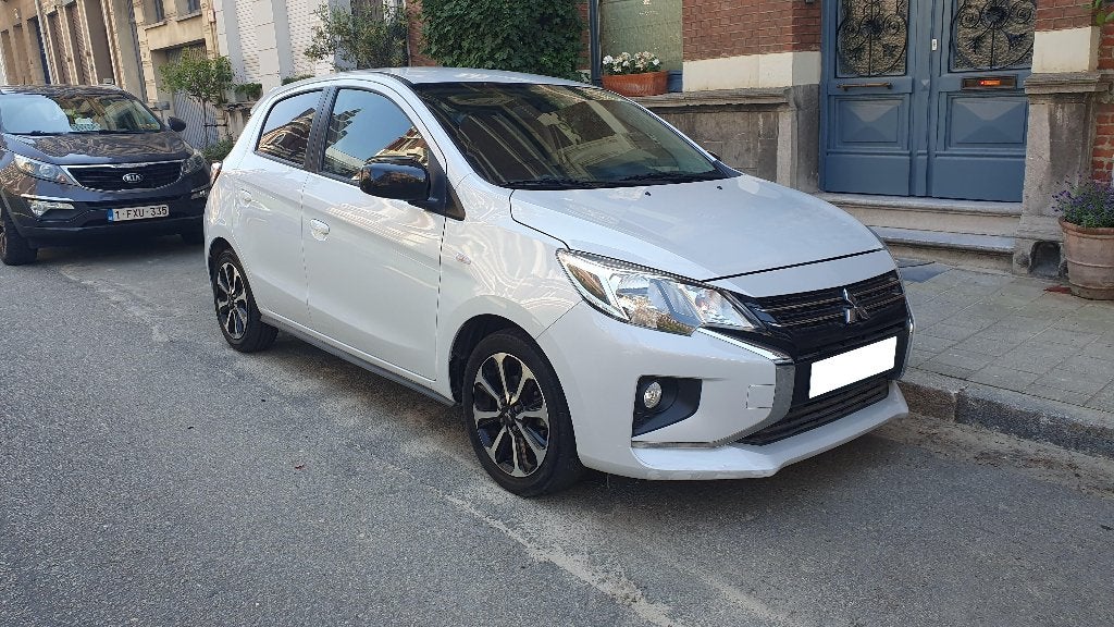 Mitsubishi Space Star 2020, automatiek 31.000 km, Auto's, Stof, USB, Wit, Bedrijf