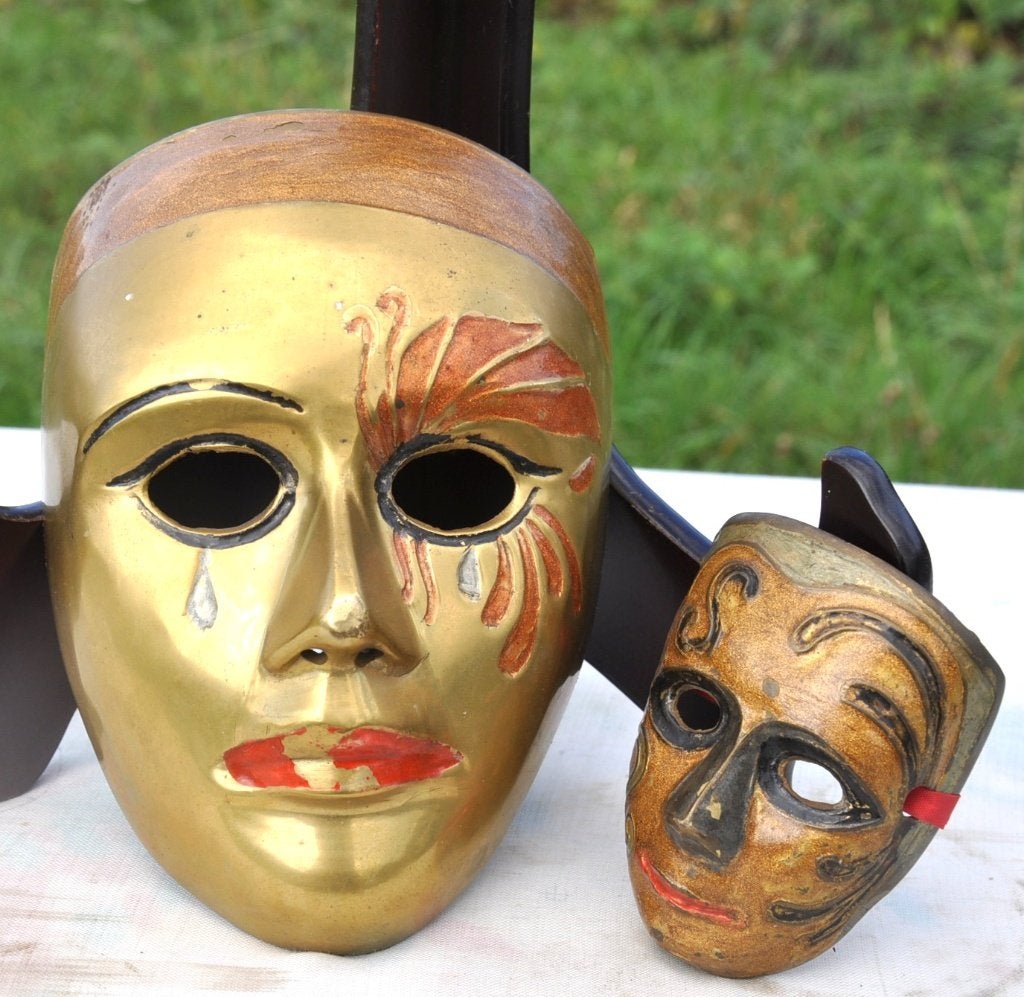 2 masques muraux en bronze, Antiquités & Art, Enlèvement ou Envoi, Bronze