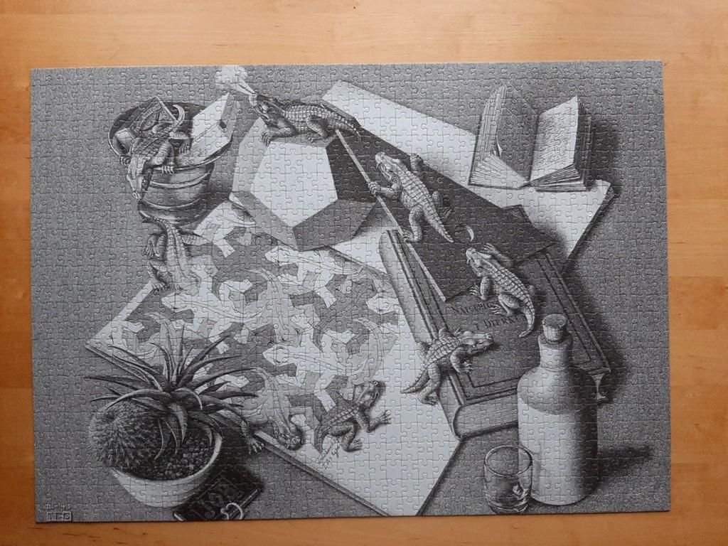 Puzzel Escher 1000 stukjes compleet, Ophalen of Verzenden, 500 t/m 1500 stukjes, Zo goed als nieuw, Legpuzzel