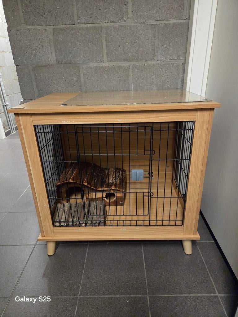 PawHut Wooden Cage with Tabletop,Raised,Design, 75 à 110 cm, Enlèvement, Utilisé, Autres types