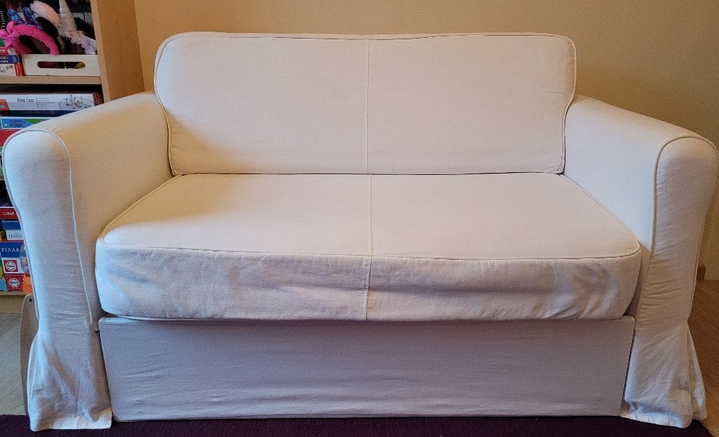 Witte twee zits slaapbank Hagalund Ikea 150x88x72, Ophalen, Gebruikt, Minder dan 75 cm, Tweepersoons
