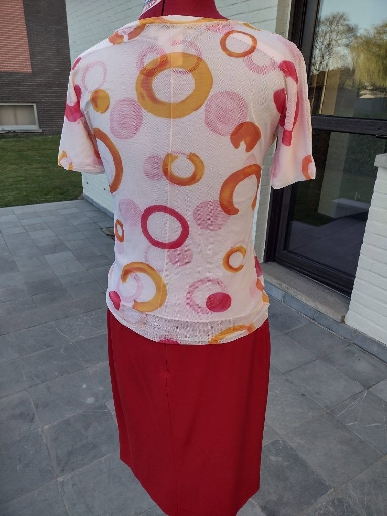 Marc Cain T-Shirt met Cirkelprint (Maat 3 / 38), Kleding | Dames, Maat 38/40 (M), Verzenden, Wit, Zo goed als nieuw