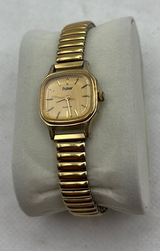 Pulsar Quartz Gold-Tone Ladies Watch – Expansion Bracelet, Ophalen of Verzenden, Gebruikt, Overige materialen, Overige materialen