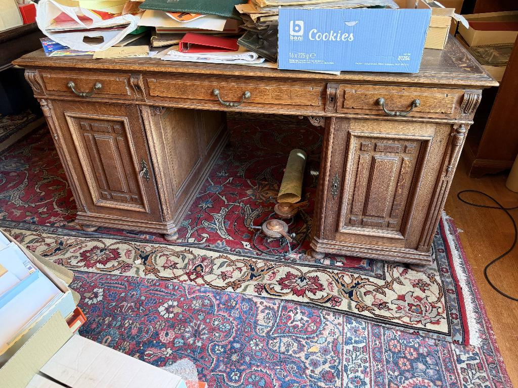 Bureau double face en chêne massif – Style Renaissance, Maison & Meubles, Autres marques, Bureau duo, Enlèvement, Antique