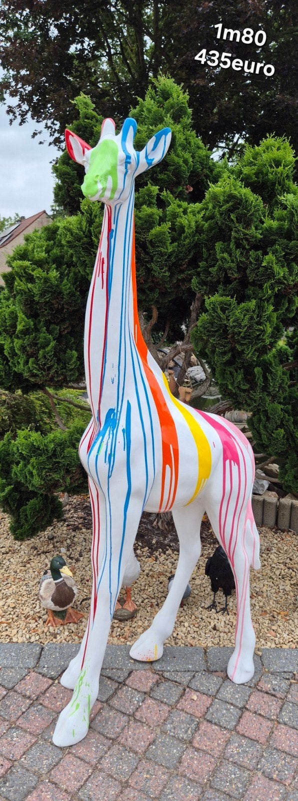 polyester wit druip giraf 1m80, Tuin en Terras, Ophalen, Nieuw, Kunststof, Dierenbeeld
