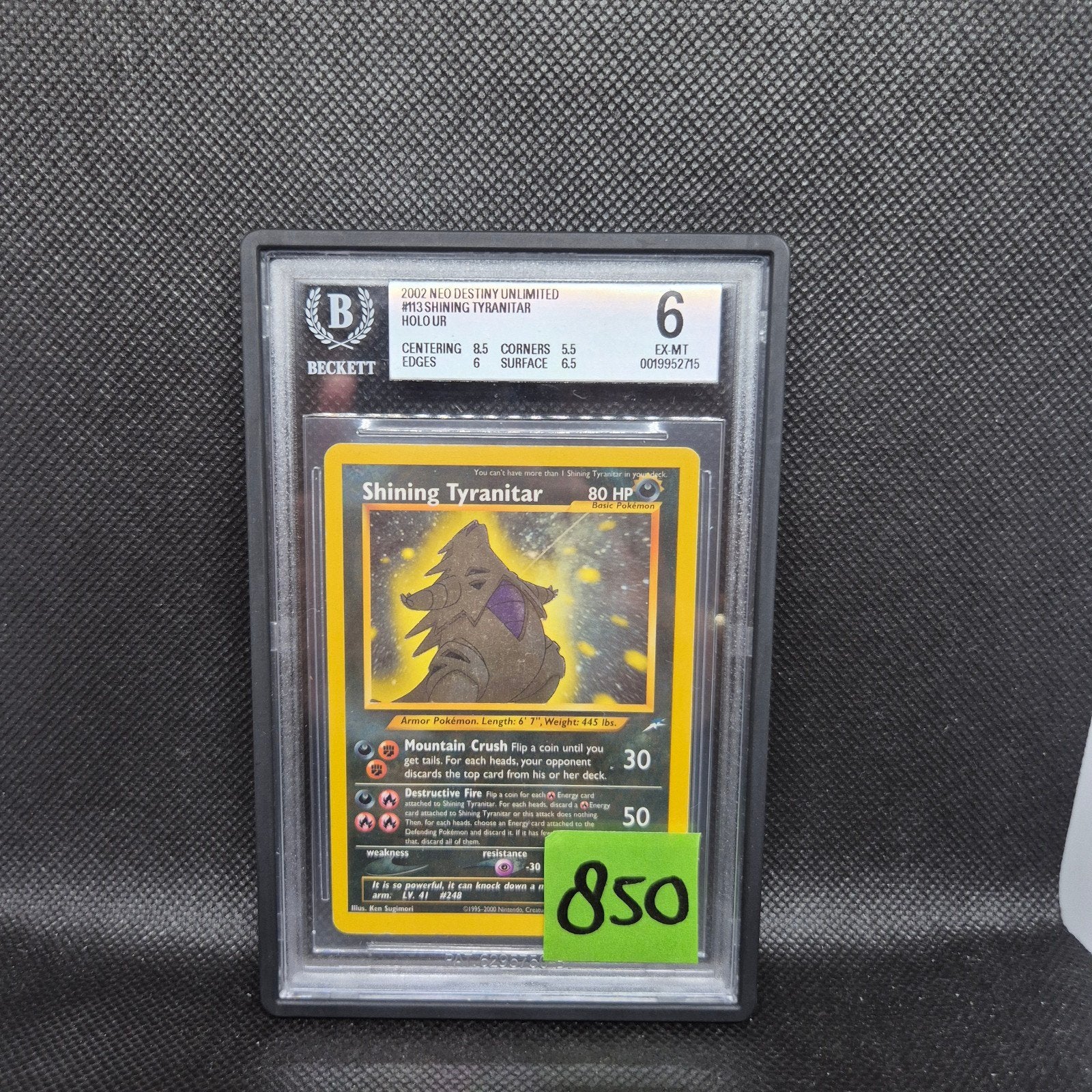 Shining Tyranitar Holo Neo Destiny BGS 6, Ophalen of Verzenden