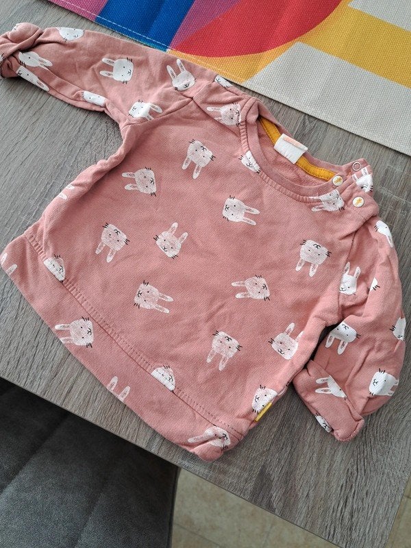 Hema roze trui - konijntjes - 68, Enfants & Bébés, Vêtements de bébé | Taille 68, Enlèvement ou Envoi, Pull ou Veste, Comme neuf