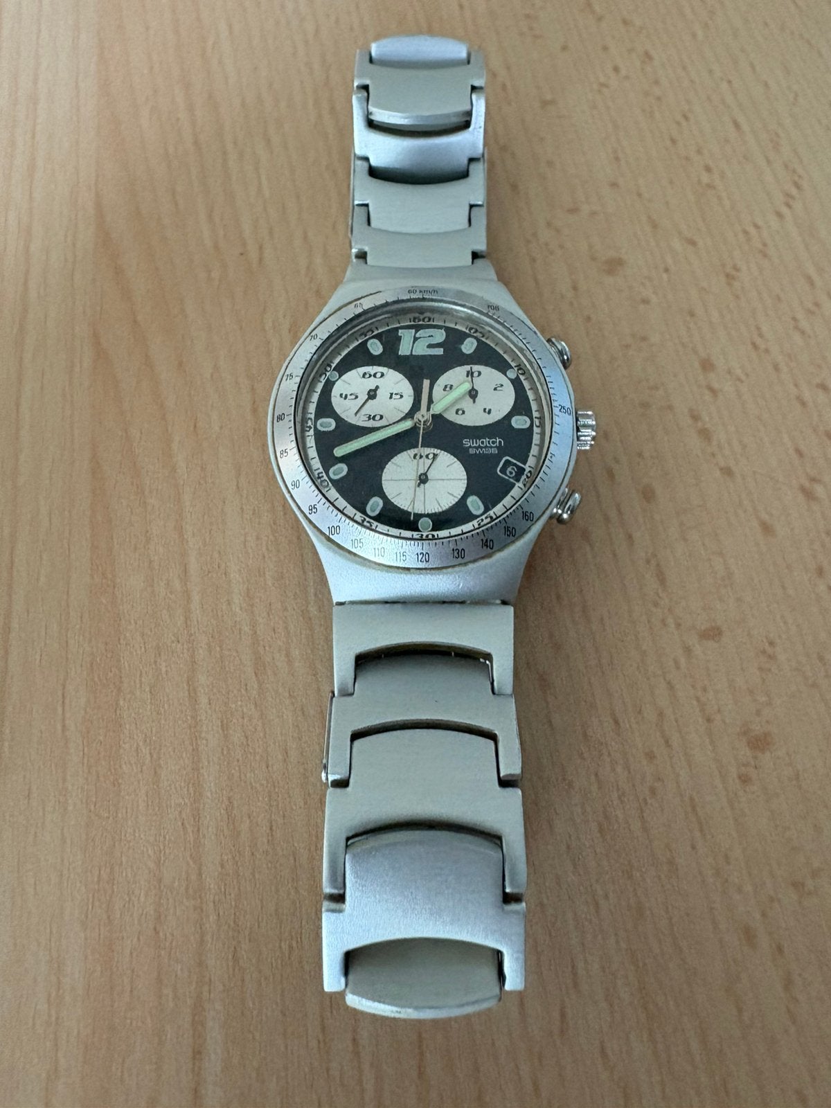 Swatch Irony Chrono "Daredevil" – Lichtgewicht Aluminium, Ophalen of Verzenden, Zo goed als nieuw, Swatch