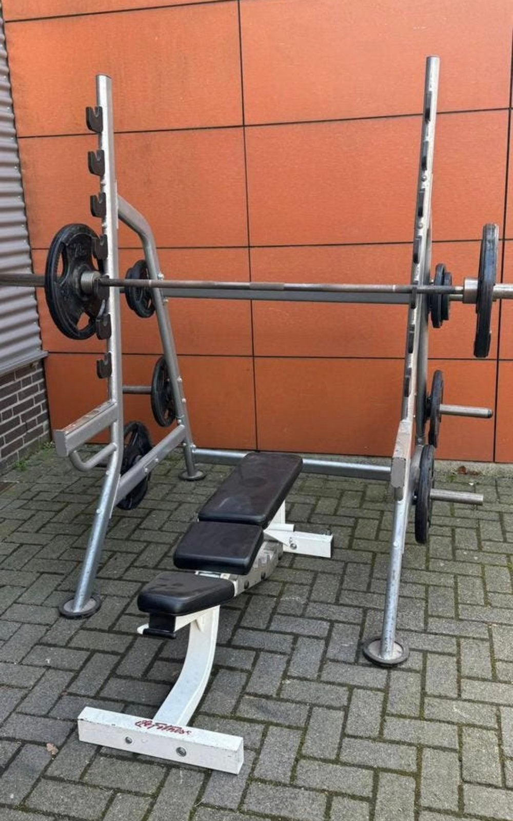 Squatrek / Bankdruk met 105kg Olympische Gewichten, Barbell, Enlèvement, Utilisé