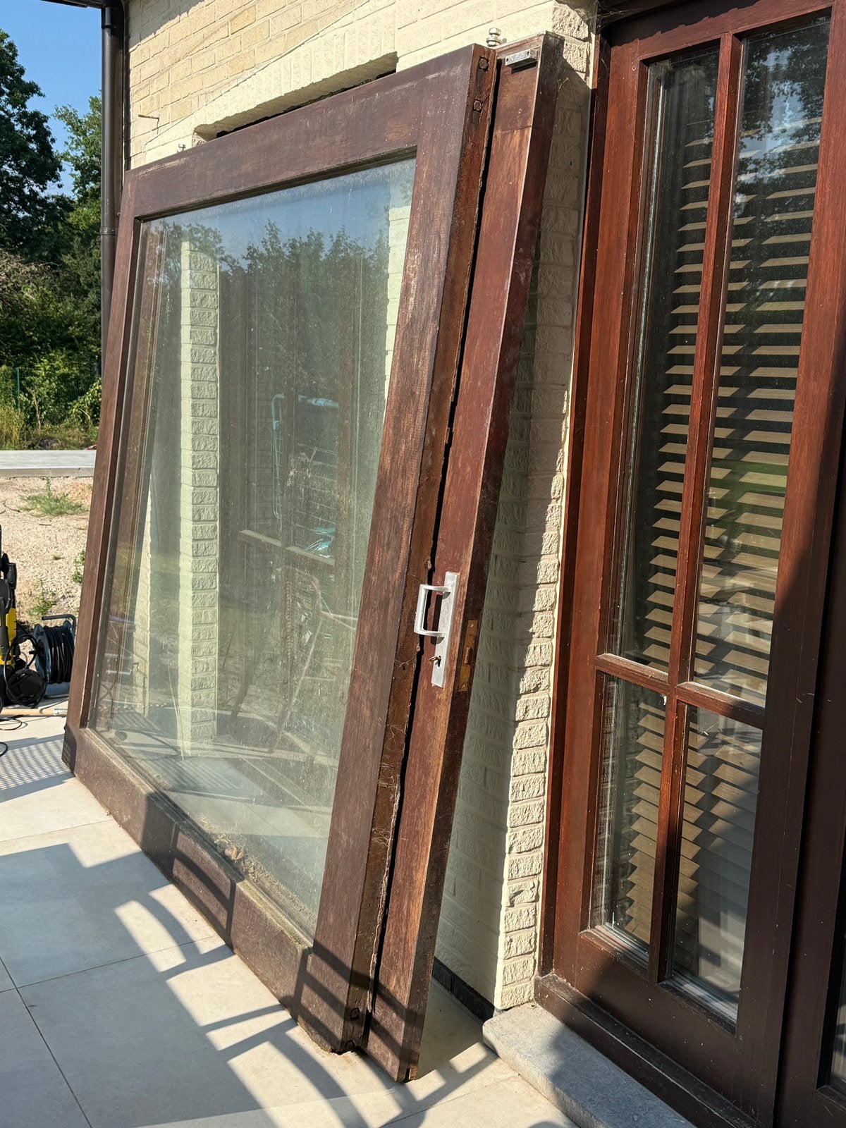 Houten (schuif) ramen - hangend, Doe-het-zelf en Bouw, Ophalen, Gebruikt, Overige typen, 150 tot 225 cm