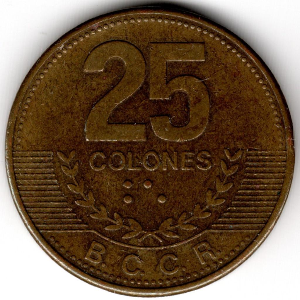 Costa Rica : 25 Colones 2007  KM#229c  Ref 15455, Ophalen of Verzenden, Midden-Amerika, Losse munt