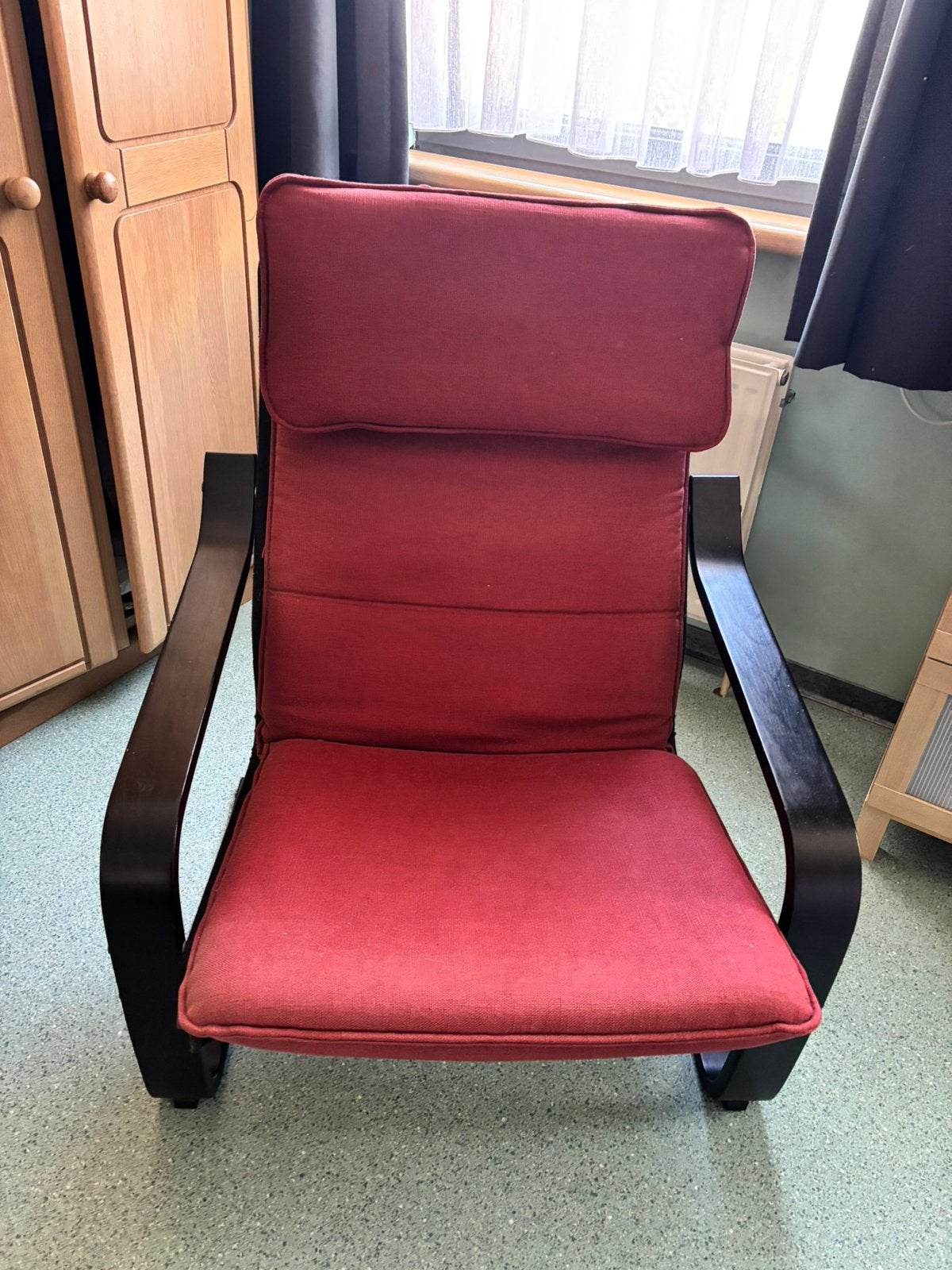 Rode fauteuil Ikea, Maison & Meubles, Fauteuils, Comme neuf, Bois, Tissus, 50 à 75 cm, Moins de 75 cm, Enlèvement